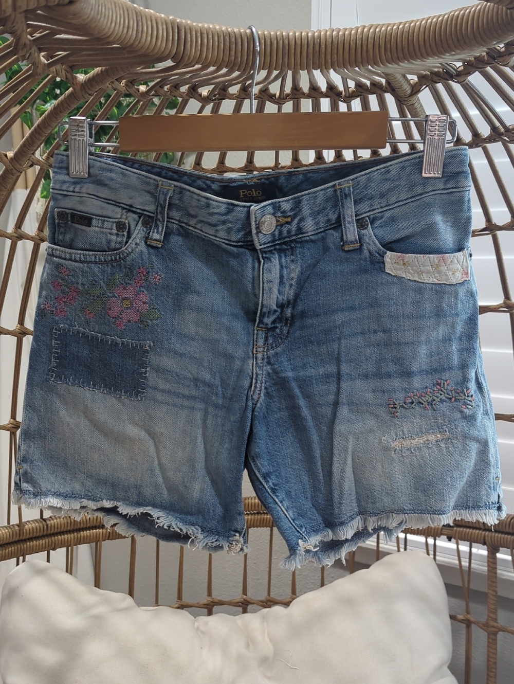 Polo by Ralph Lauren Embroidered Light Blue Denim Shorts